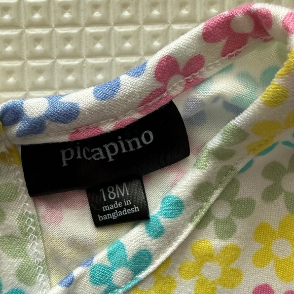 Picapino|Baby girl toddler short sleeve romper in boho floral•••Colorful,18M - Picture 5 of 5